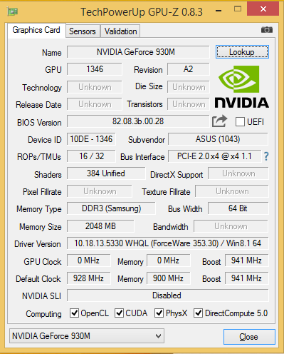 NVIDIA GeForce 930M benchmark results and gaming tests