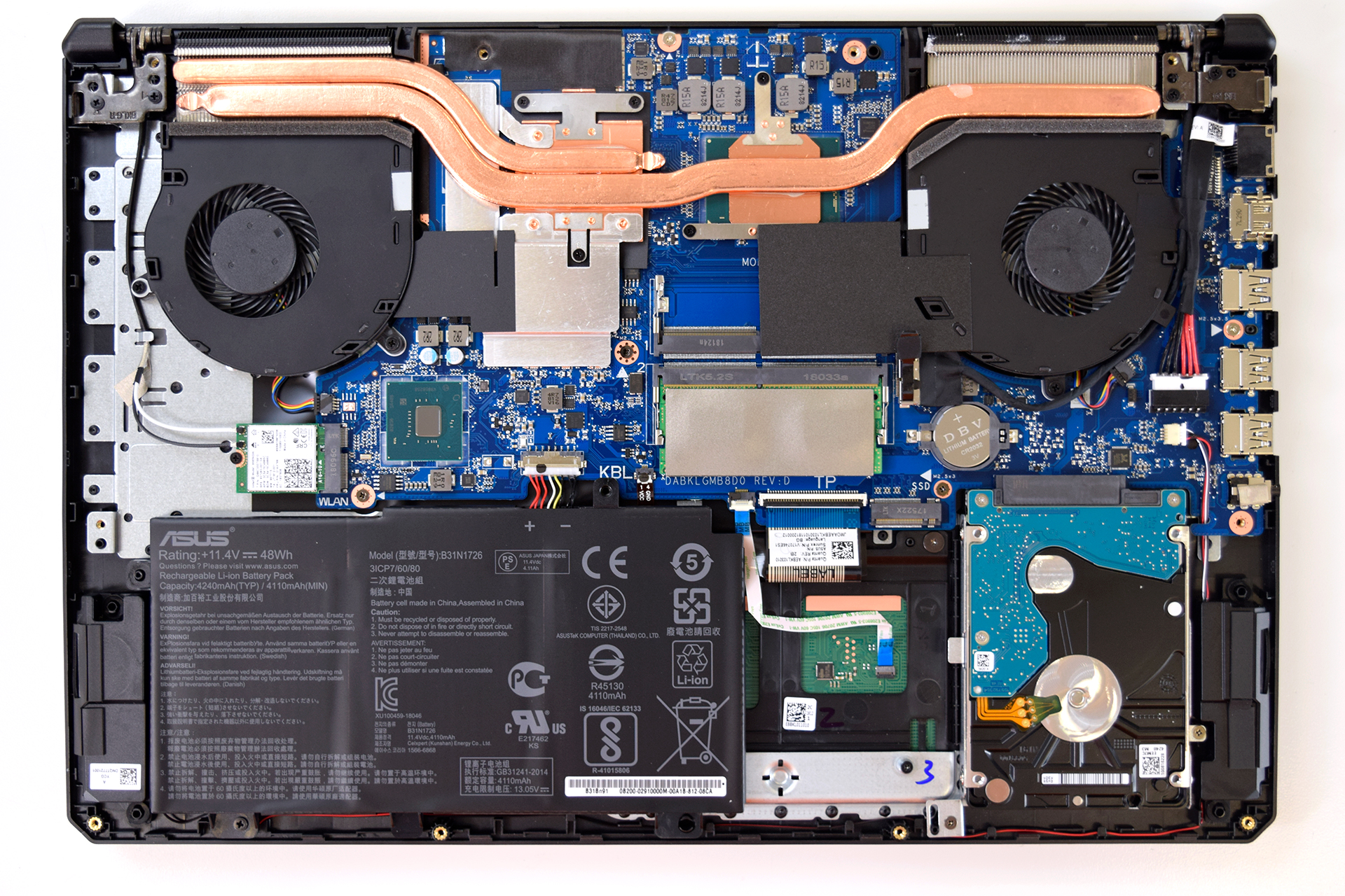 Inside ASUS TUF FX504 disassembly, internal photos and options | LaptopMedia.com