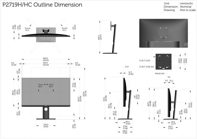 p2719h dimensions