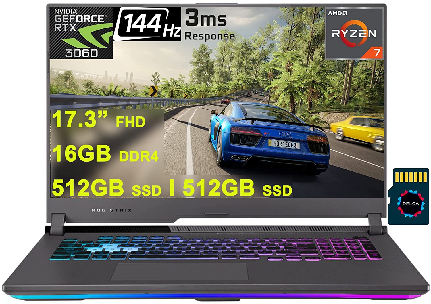 ASUS ROG Strix G17 G713 - Ryzen 7 4800H · RTX 3060 130W · 17.3”, Full ...