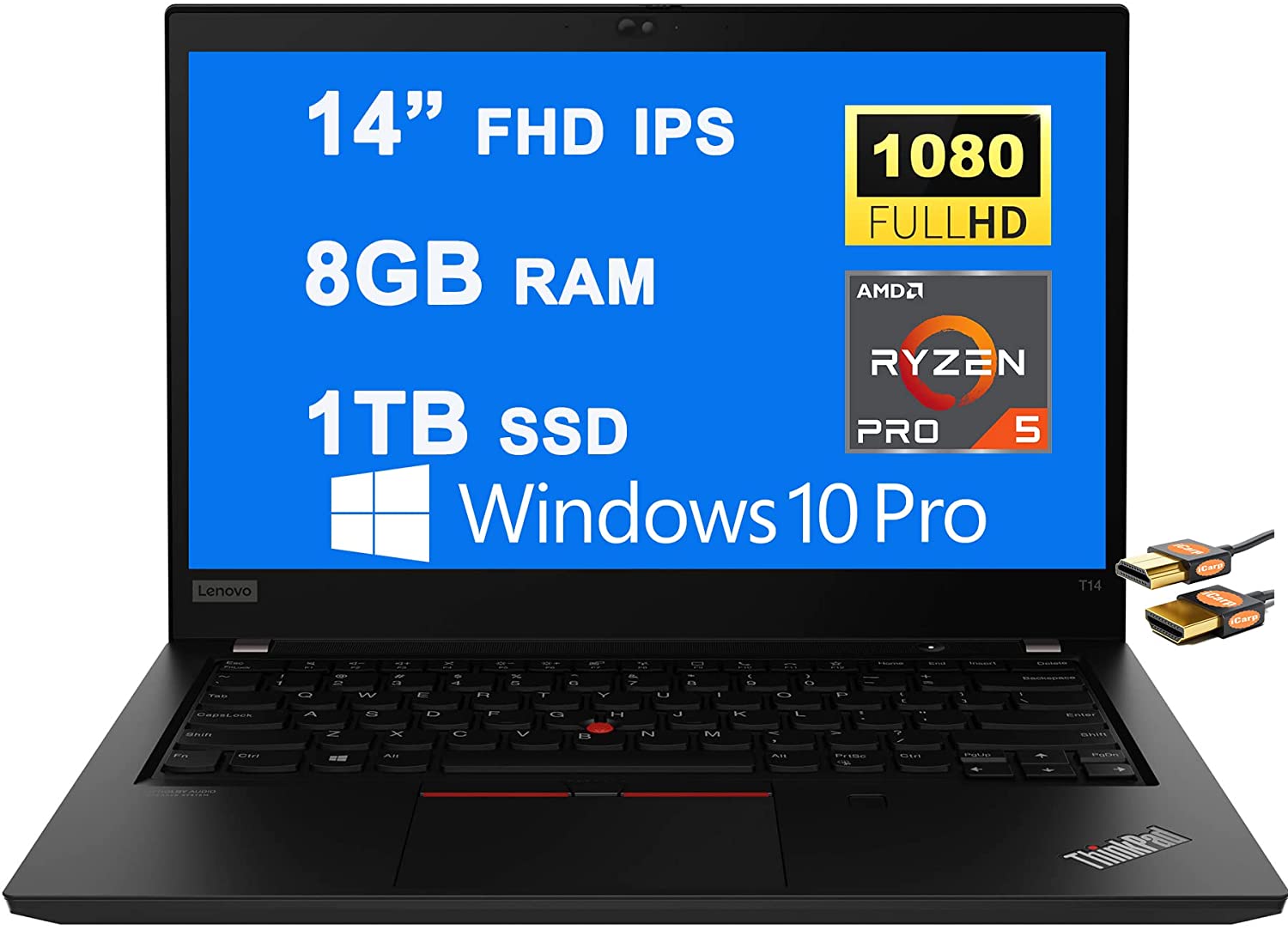 Lenovo ThinkPad T14 Gen 2 Ryzen 5 5650U · RX Vega 7 15W · 14.0”, Full HD (1920 x 1080), IPS