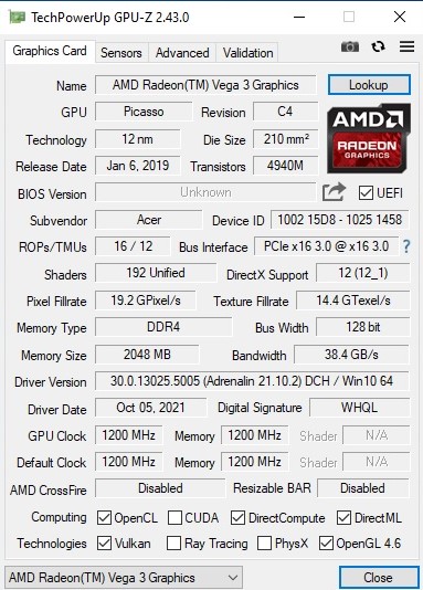 PC portable Acer Aspire 3 A314-22-R14R PC portable - 14 - Bureautique -  AMD - 8 Go - SSD 240/256 Go - Radeon VEGA - Noir - Windows 10 S