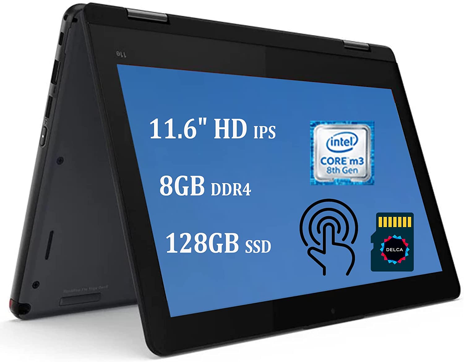 Lenovo ThinkPad Yoga 11e Gen 6 - m3-8100Y · UHD 615 · ”, HD (1366 x  768), IPS · 128GB SSD · 8GB LPDDR3, 1866 MHz · Windows 10 Pro · 32GB  MicroSD Card 