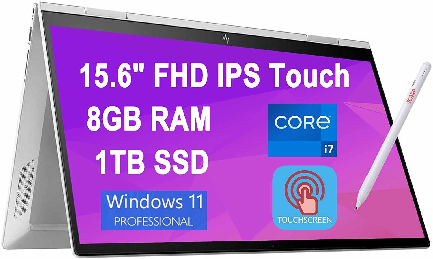 HP ENVY x360 15 i71165G7 · Xe Graphics G7 · 15.6”, Full HD (1920 x 1080), IPS · 1TB SSD · 8GB