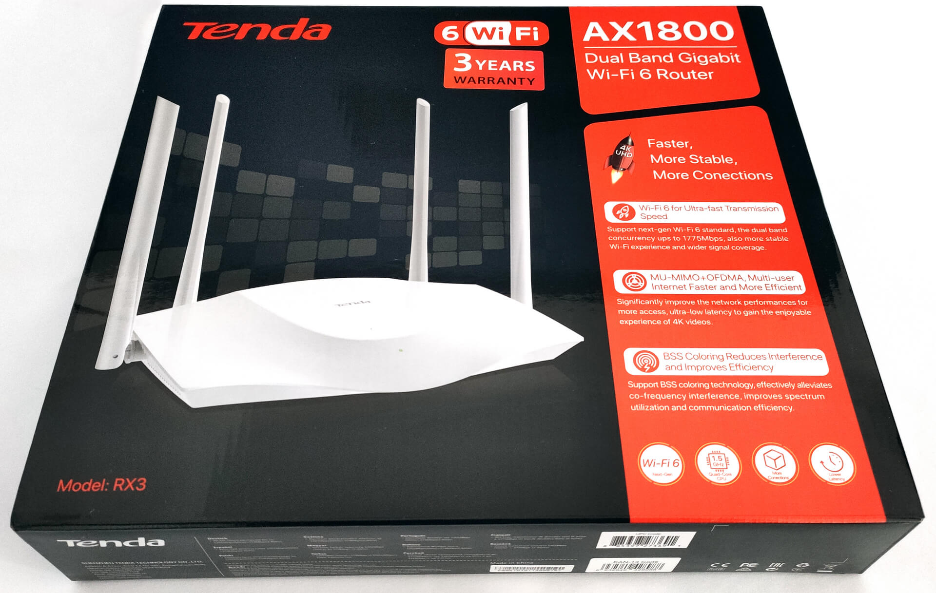 Tenda AX1800 AX3 WiFi 6 Wireless Wifi Router Dual-Band 2.4GHz 5GHz