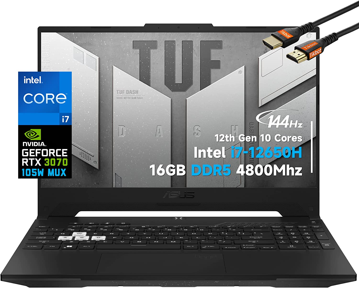 ASUS TUF Dash F15 Gaming Laptop 2023 15.6” 165Hz WQHD 12th Intel i7-12650H  10-Core 32GB DDR5 2TB SSD NVIDIA GeForce RTX 3050 4GB GDDR6 WiFi 6並行輸入 