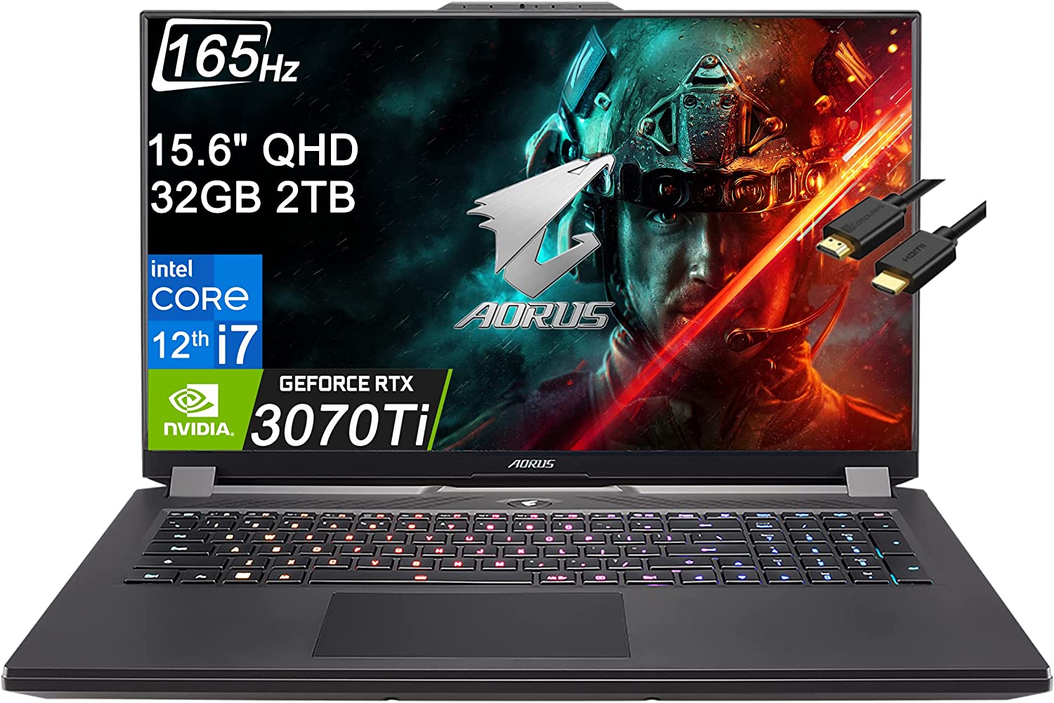GIGABYTE AORUS Intel i7-12700H RTX 3070Ti 16GB DDR4 RAM 1TB SSD Windows 11 Home 17.3