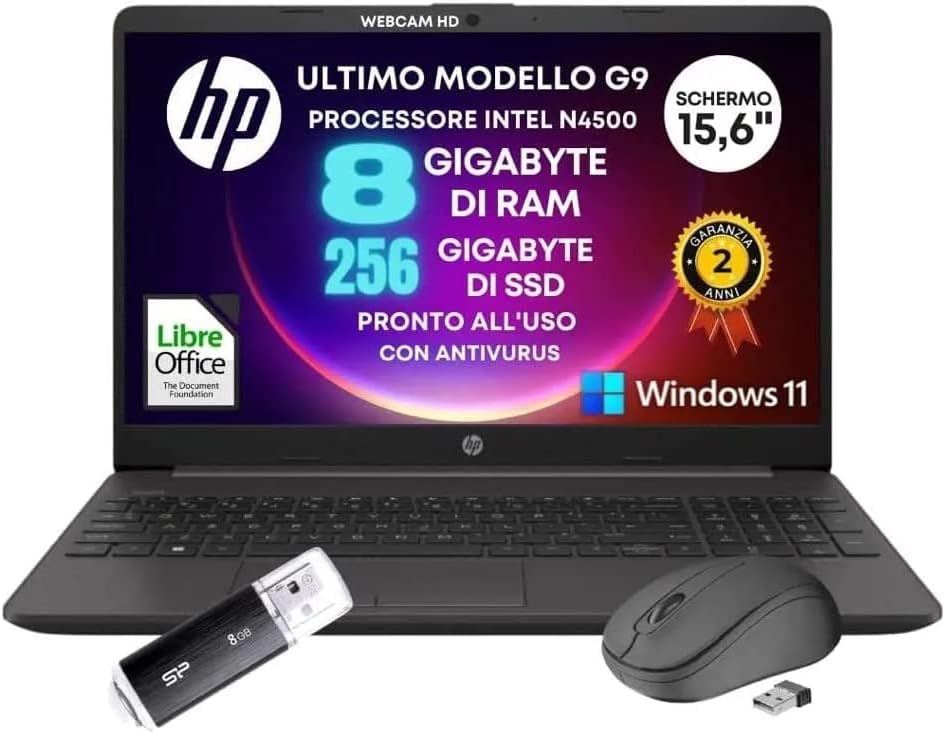 Multimedia Shopping - HP 250 G9, Pc portatile Notebook, Intel Core