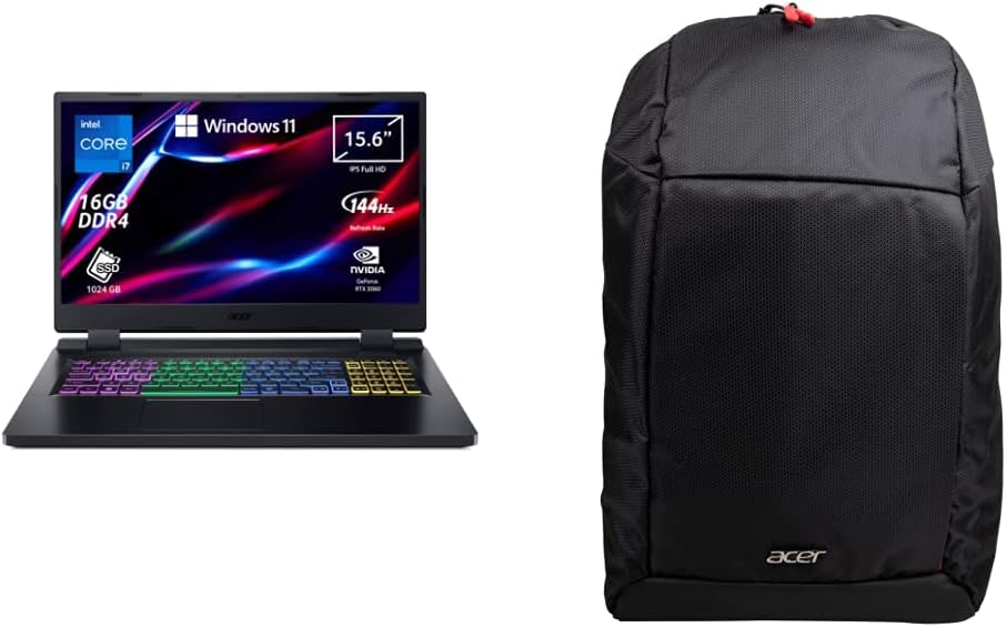 Acer Nitro 5 i7 12700H RTX 3060 Laptop 15.6 Full HD 1920 x 1080 144 Hz IPS 1TB SSD 16GB DDR5 Windows 11 Home PC Backpack LaptopMedia