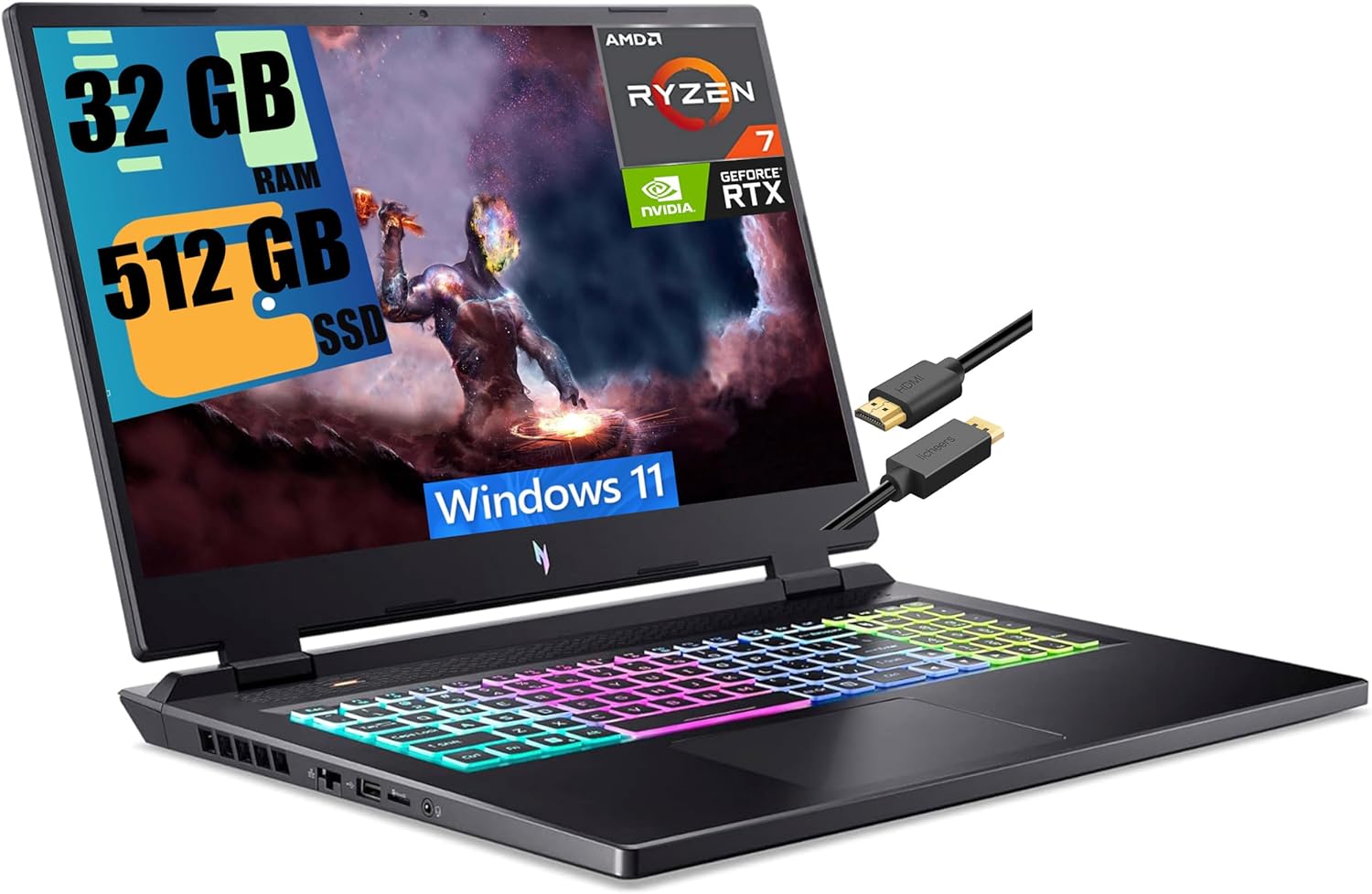 Acer Nitro 17 7735HS · RTX 4050 140W · 17.3”, Full HD (1920 x 1080
