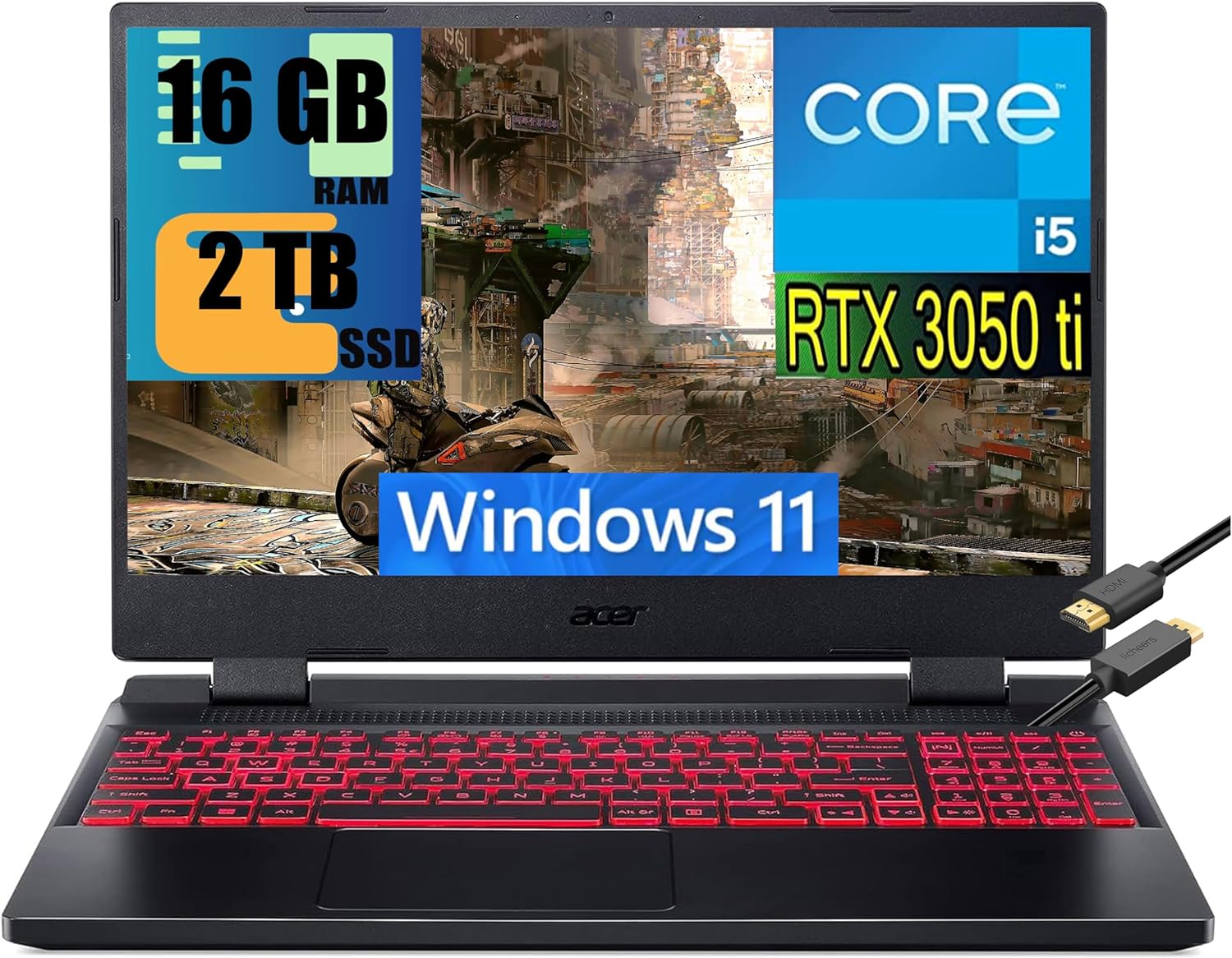 Acer Nitro 5 - i5-12500H · RTX 3050 Ti 95W · 15.6”, Full HD (1920 x ...