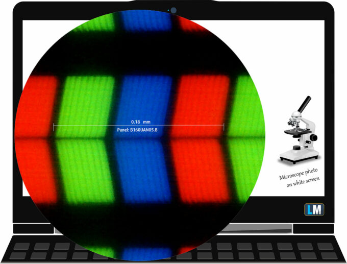 Acer Nitro Lite 16 (NL16-71G) display subpixel layout (microscope photo)