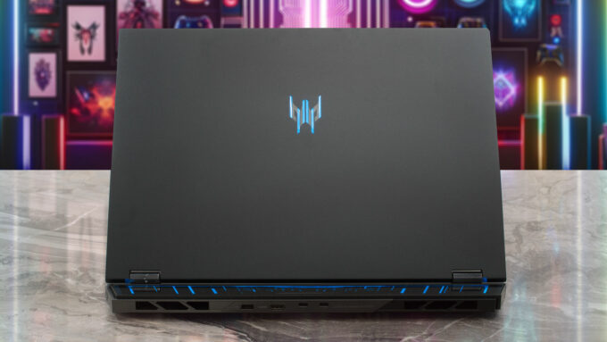 Acer Predator Helios 18 AI (PH18-73) laptop, rear view, opened