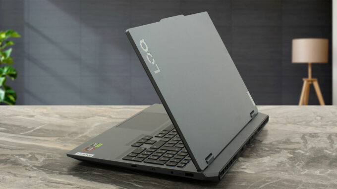 Lenovo LOQ 15 (Gen 10, 15AHP10) laptop, rear-right angle (open)