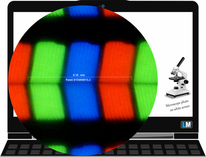 Acer Nitro V 15 AI (ANV15-42) display subpixel layout (microscope photo)