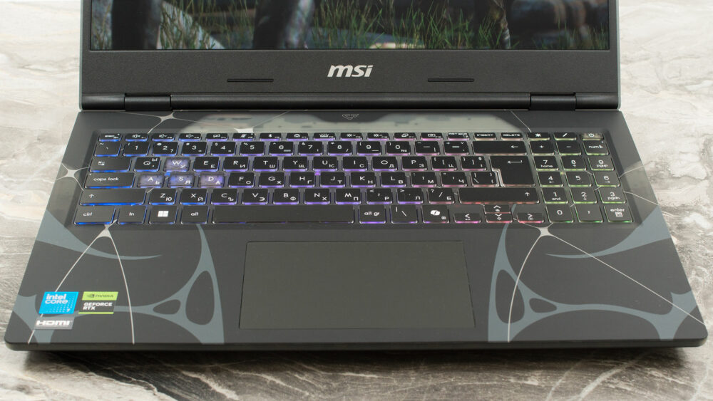 MSI Cyborg 15 B2RW laptop, keyboard and touchpad