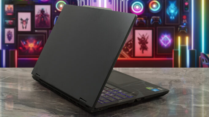MSI Cyborg 15 B2RW laptop, rear-left angle (open)