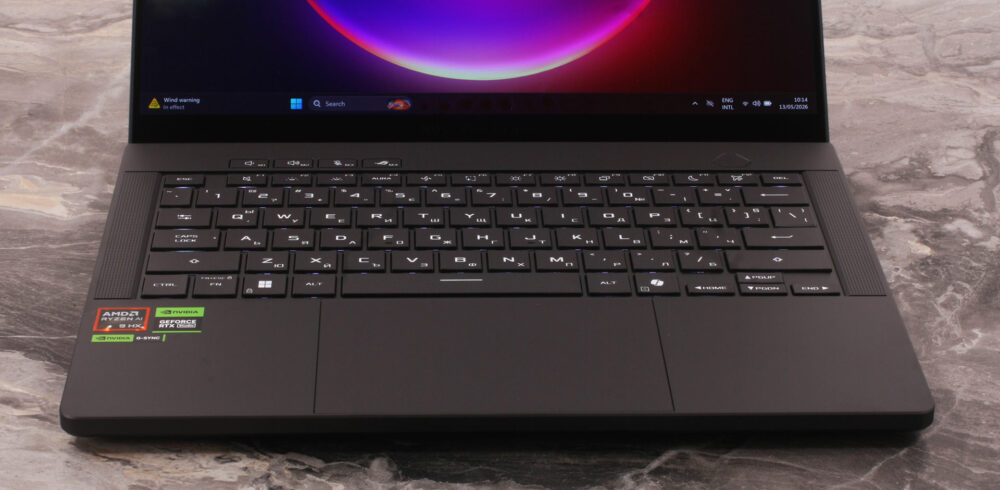 ASUS ROG Zephyrus G14 (GA403, Ryzen AI 300) laptop, keyboard and touchpad