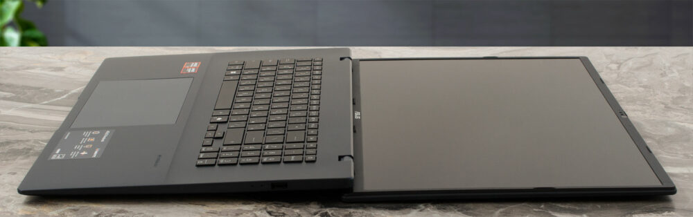 ASUS Vivobook 18 (M1807) laptop, 180-degrees opened