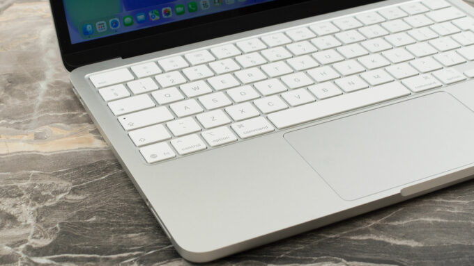 Apple MacBook Neo laptop, keyboard left