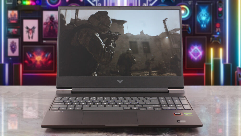 HP Victus Gaming 15 (15-fb3000) laptop, front view (open)
