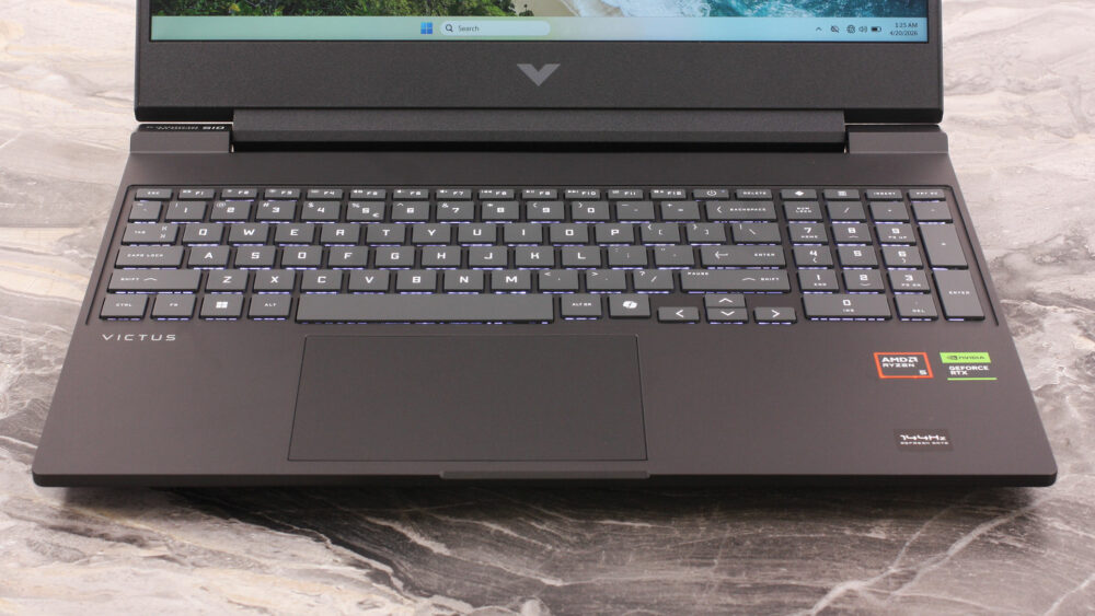 HP Victus Gaming 15 (15-fb3000) laptop, keyboard and touchpad
