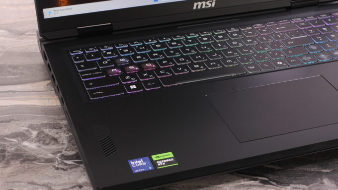 MSI Vector 18 HX AI A2XW laptop, keyboard left