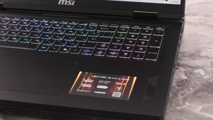 MSI Vector 18 HX AI A2XW laptop, keyboard right