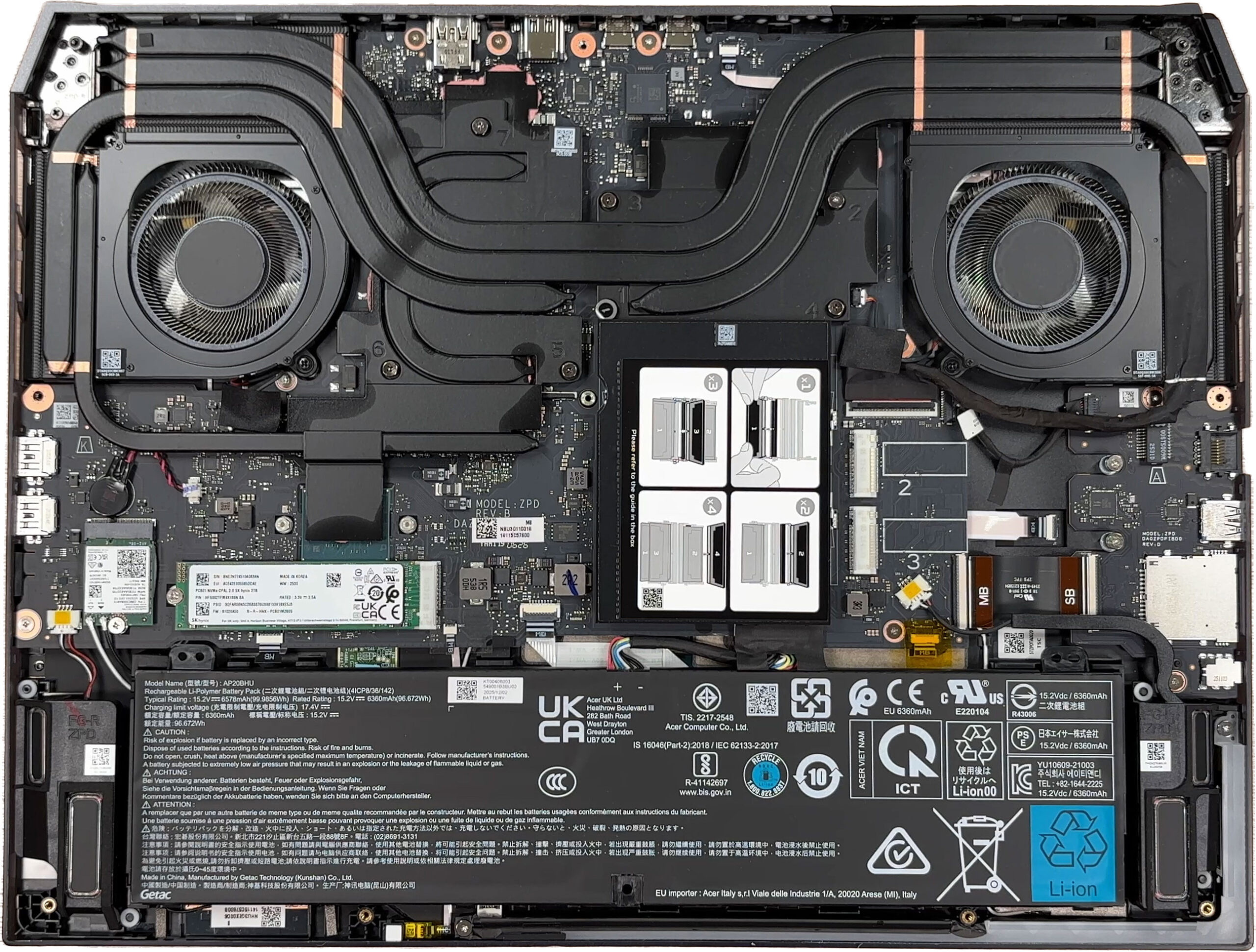 Acer Predator Helios 18 AI (PH18-I71) の開け方 – 分解と