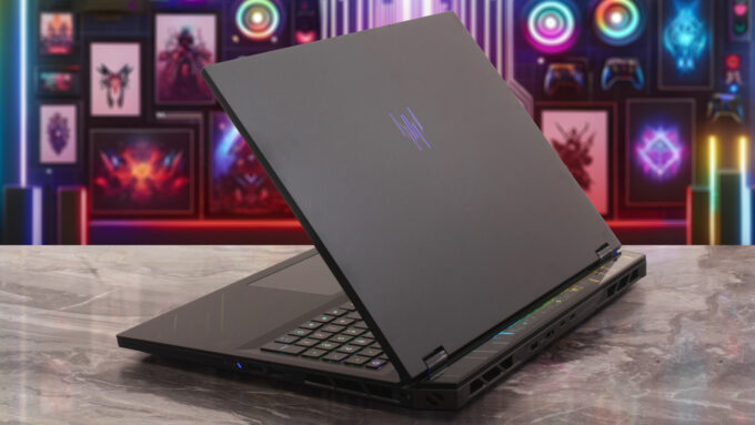 Acer Predator Helios 18 AI (PH18-I71) laptop, rear-right angle (open)