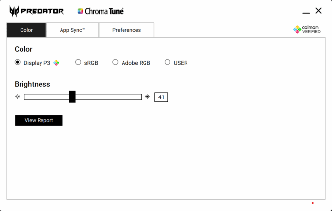 Acer Chroma Tune app color space modes