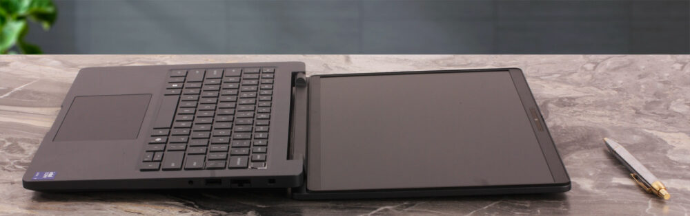 Dell Pro Max 14 (MC14250) laptop, 180-degrees opened