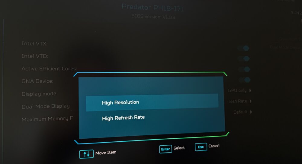 Acer Predator Helios 18 AI (PH18-I71) display