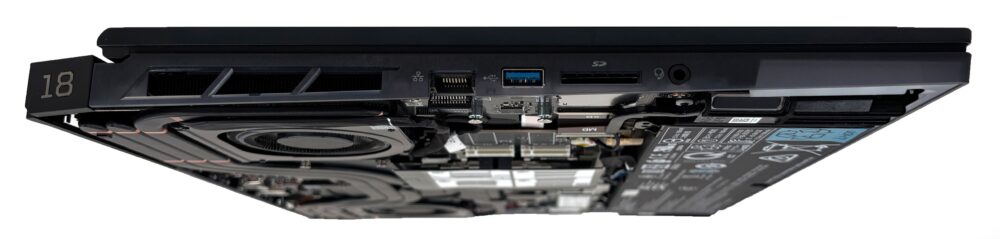 Acer Predator Helios 18 AI (PH18-I71) left-side ports and internal layout preview