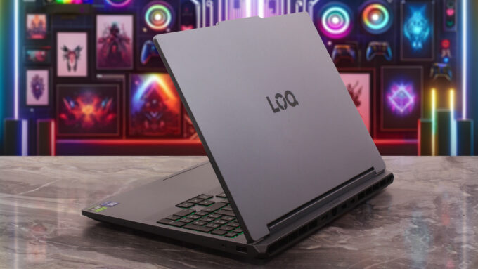 Lenovo LOQ 15 (15IPH11) laptop, rear-right angle (open)