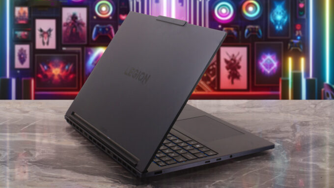 Lenovo Legion 7a (16", Gen 11) laptop, rear-left angle (open)