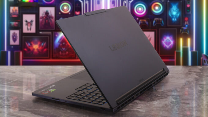 Lenovo Legion 7a (16", Gen 11) laptop, rear-right angle (open)