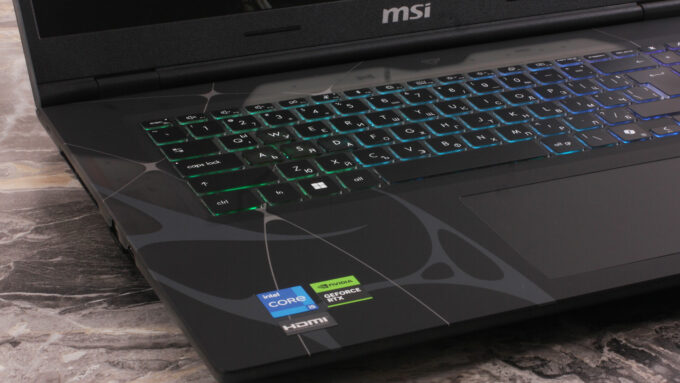 MSI Cyborg 17 B13W laptop, keyboard left