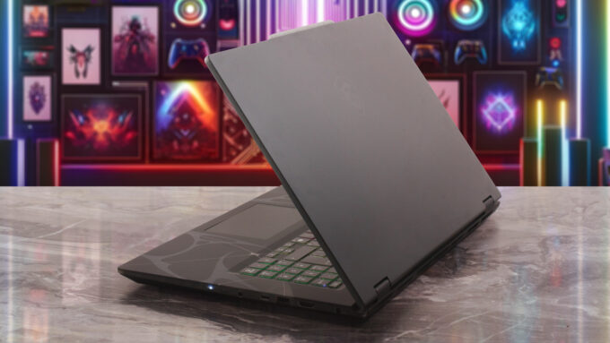 MSI Cyborg 17 B13W laptop, rear-right angle (open)