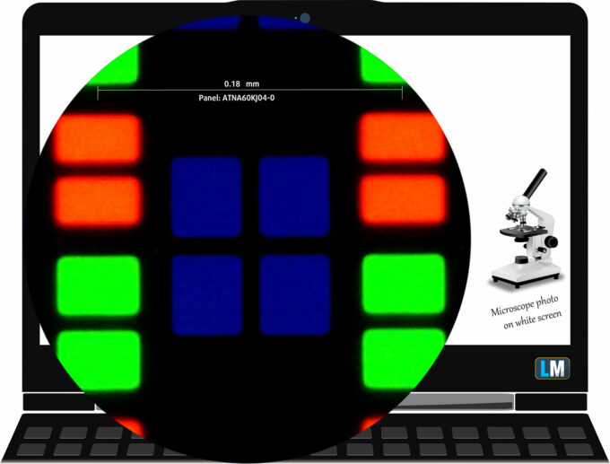 Acer Swift Air 16 (SFA16-61M) display subpixel layout (microscope photo)