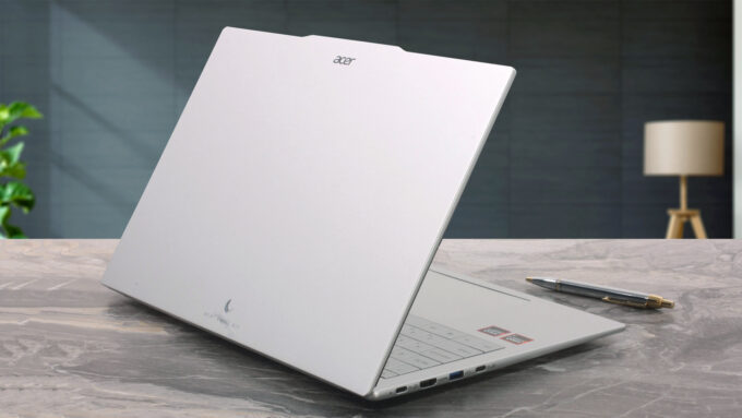 Acer Swift Air 16 (SFA16-61M) laptop, rear-left angle (open)