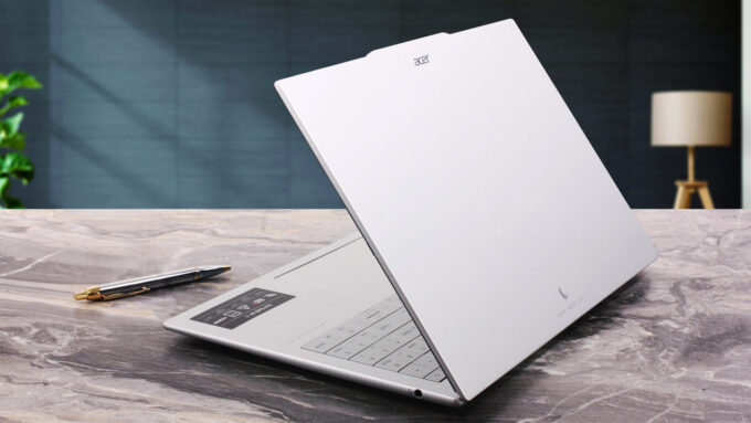 Acer Swift Air 16 (SFA16-61M) laptop, rear-right angle (open)