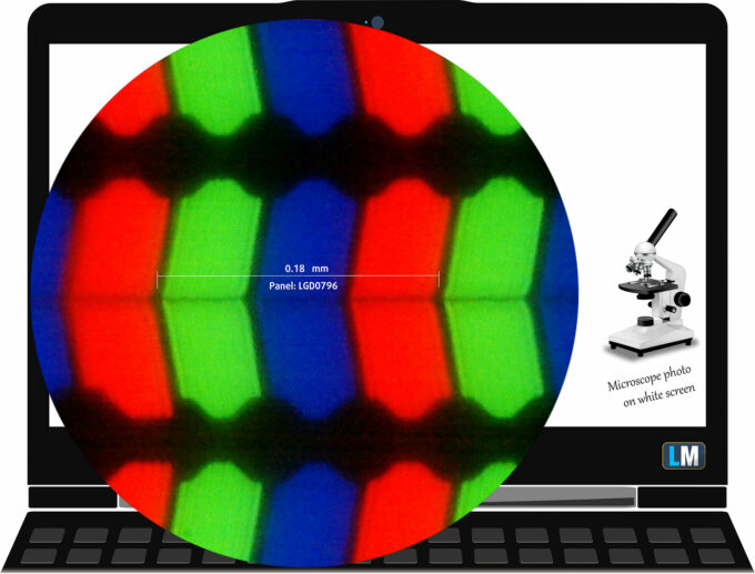 HP OmniBook 5 16 (16-bc1000) display subpixel layout (microscope photo)
