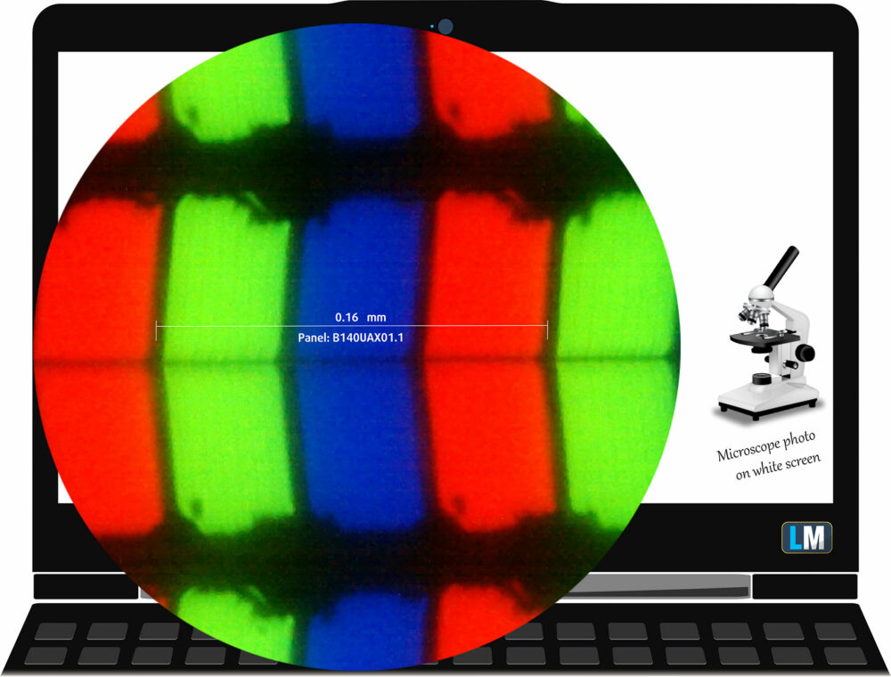 Subpixel layout of the Lenovo ThinkPad X1 Carbon Gen 14 Aura Edition IPS display