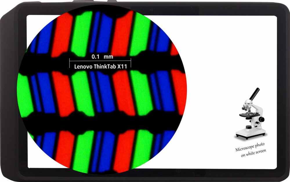 Lenovo ThinkTab X11 Gen 1 display subpixel layout (microscope photo)