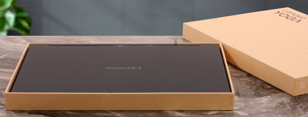 Lenovo Yoga 9i 2-in-1 Aura Edition laptop, in the box
