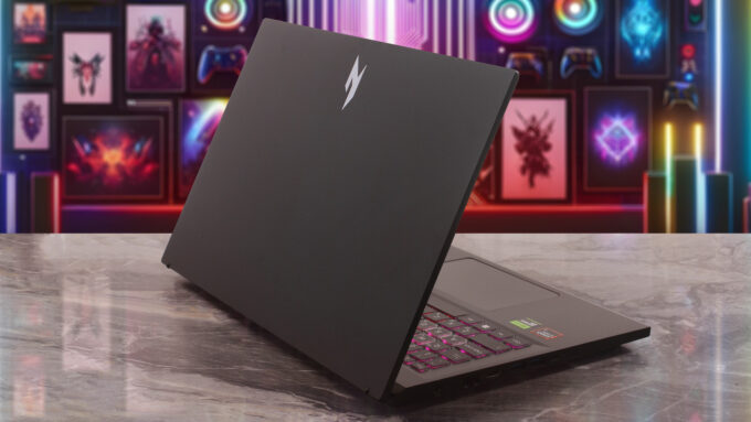 Acer Nitro V 15 (ANV15-A31) laptop, rear-left angle (open)