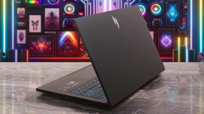 Acer Nitro V 15 (ANV15-A31) laptop, rear-right angle (open)